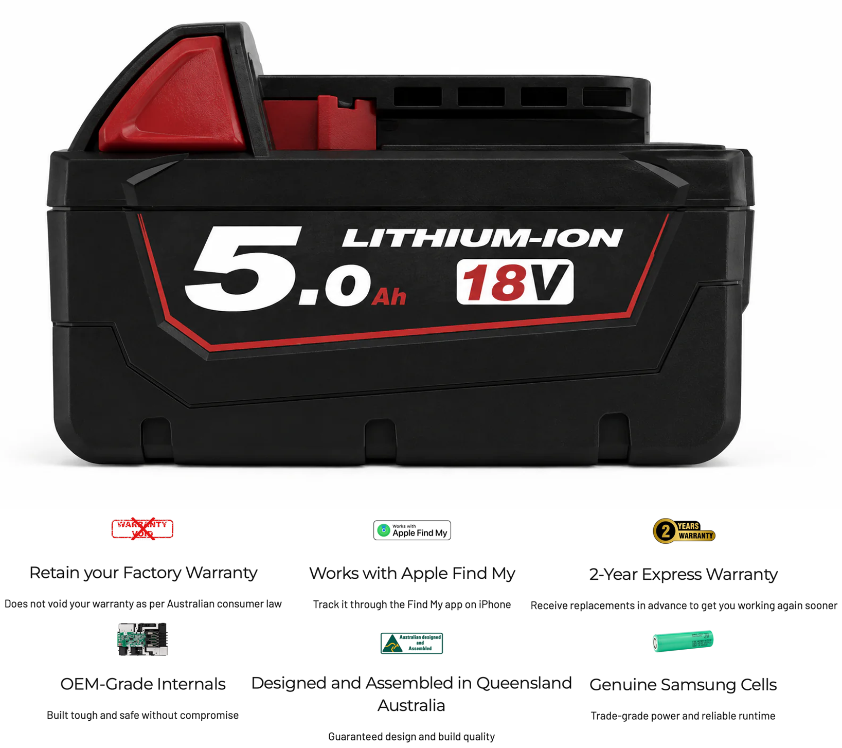 5AH Milwaukee M18 18V Compatible Battery